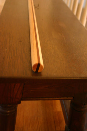 For karate dojo training, hickory hanbo with ipe strip down the middle